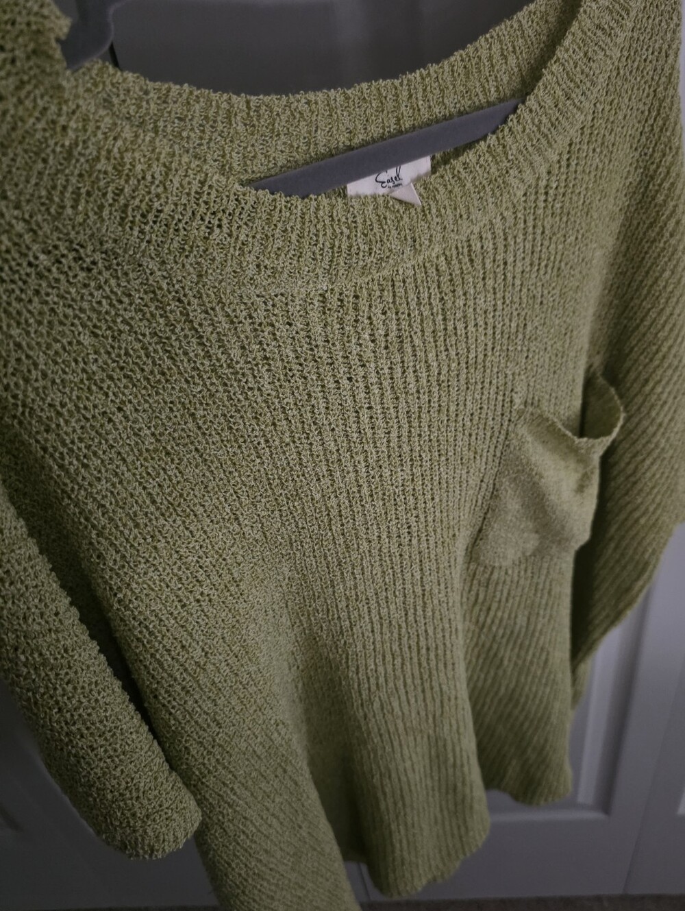 Green Apple Lightweight Sweater Tee w/side Chest Pocket. - Picture 2 of 8